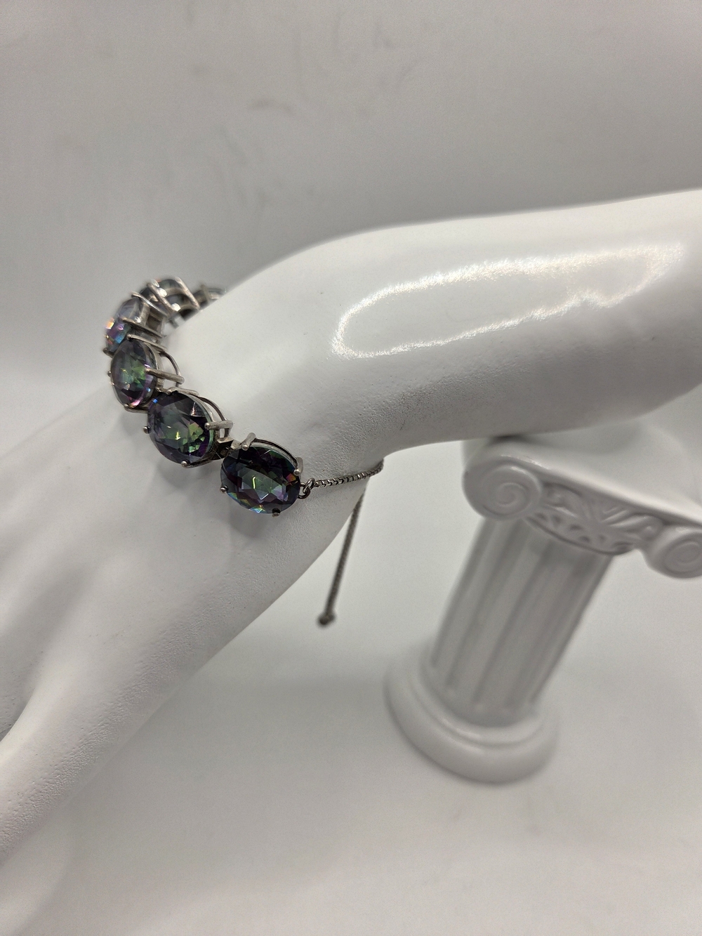 Chuck Clemency Mystic Topaz Bolo Expansion Bracelet Rhodium - Picture 4 of 5